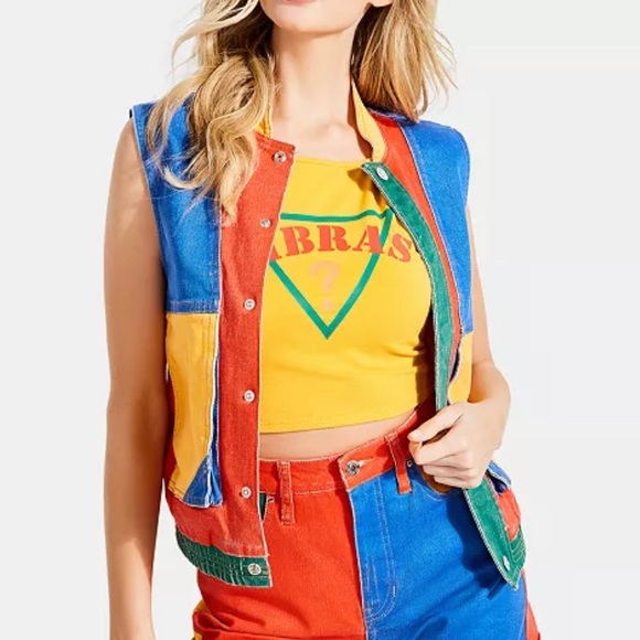 GUESS x J BALVIN Colorblocked Denim Vest L NWT - Picture 2 of 15